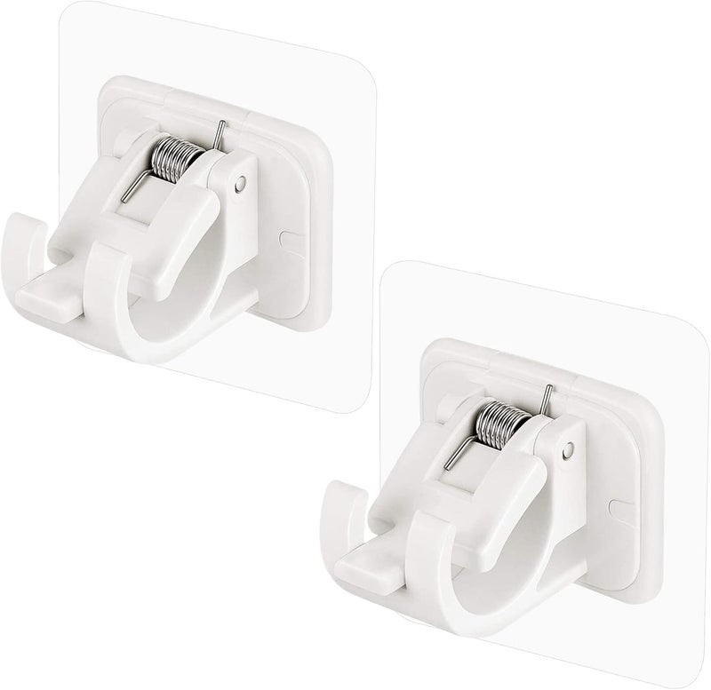 Codoule 2PCS No Drill Curtain Rod Brackets No Drilling Curtain Rod Holders Self Adhesive Curtain Rod Hooks Nail Free Adjustable Curtain Hangers,Non Screw Damage Stick On Drapery Rod Bracket for Wall Window - Image 1